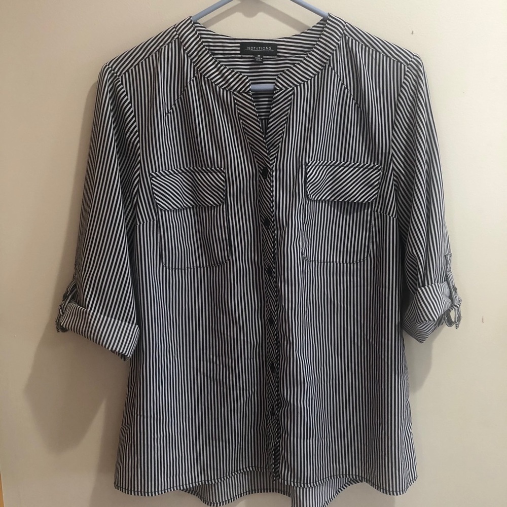 Notations black and white blouse